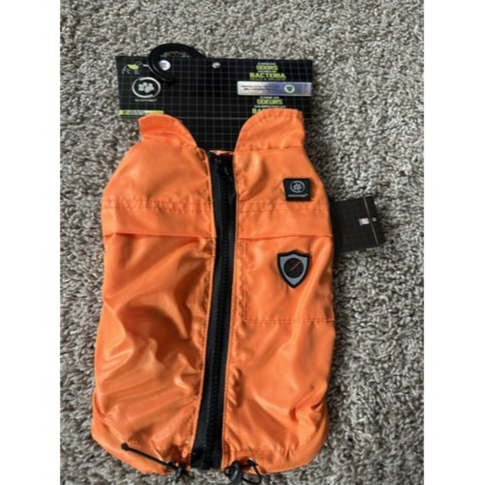 silver paw dog Red Rain Coat Size XS Full Zip Bungee Cord Eliminate Mold